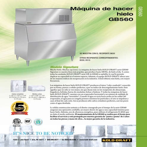 GT360 - KOLD-DRAFT Commercial Ice Machines | PDF