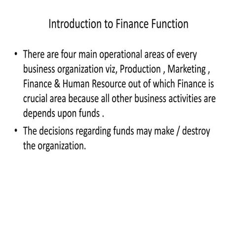 Approaches to finance functions