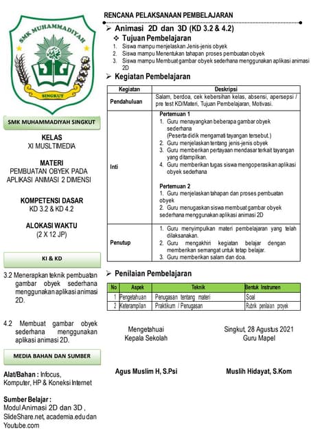 RPP  Animasi 2D 3D KD 3.2
