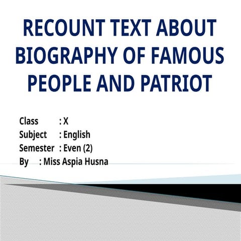 KD 3.7 - (2) RECOUNT TEXT ABOUT BIOGRAPHY OF FAMOUS PEOPLE AND PATRIOTS ...