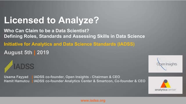 KDD 2019 IADSS Workshop - Research Updates from Usama Fayyad & Hamit Hamutcu
