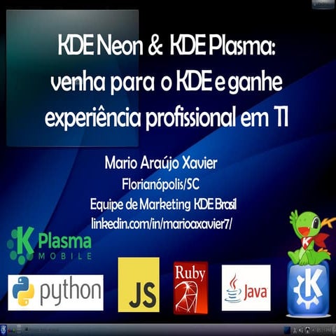 KDE Neon & KDE Plasma: venha para o KDE e ganhe experiencia profissional em TI