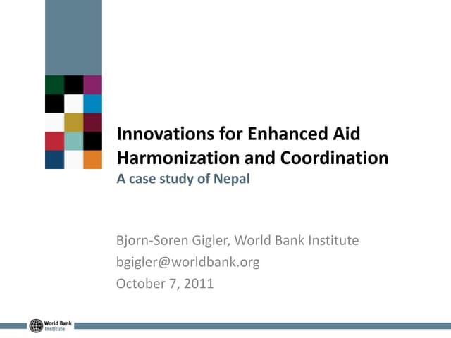 Innovations for Enhanced Aid Harmonization and Aid Effectiveness