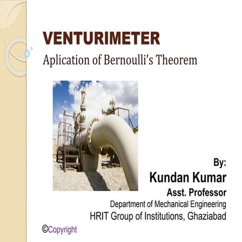 VENTURIMETER -Application of Bernoulli's Law