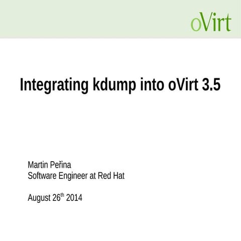 Integrating kdump into oVirt