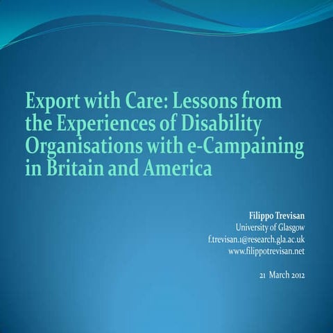 Disability Rights campaigning, Filippo Trevisan, ECF 2012