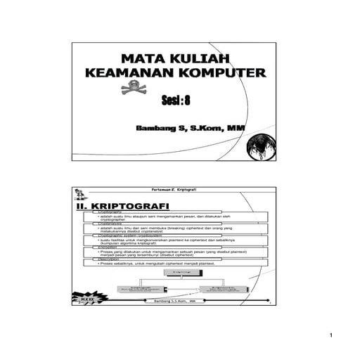 MK Keamanan Komputer - Sesi 6 : Kriptografi (Introduction)