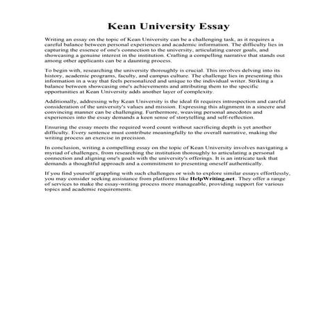 Kean University Essay | PDF | Chemistry | Science
