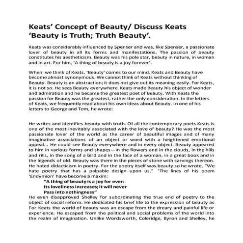 Keats concept of-beauty