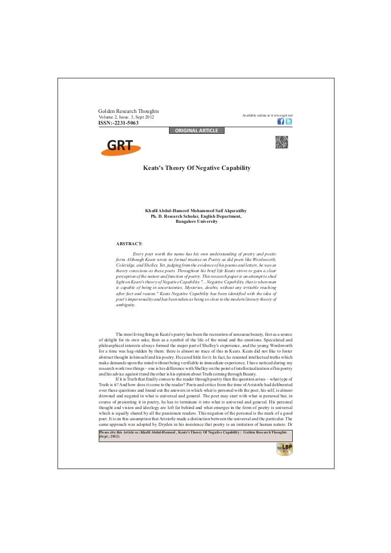 Keats's theory of negative capability