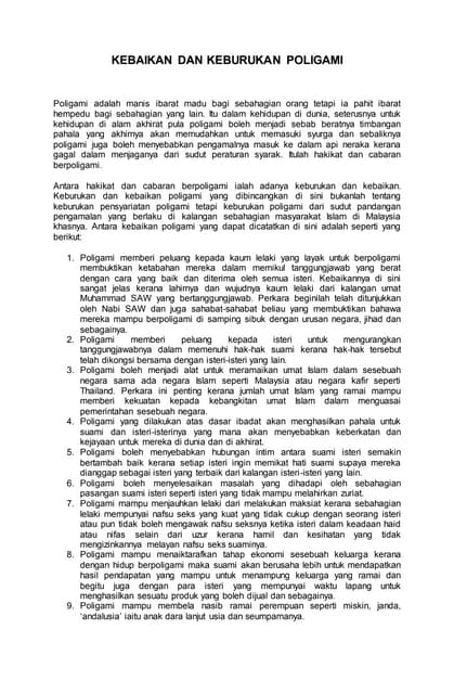 Kebaikan dan keburukan poligami