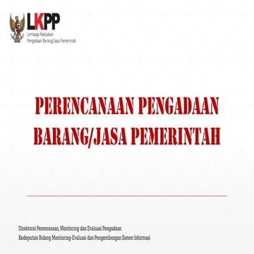 kebijakan perencanaan Pengadaan barang dan Jasa Pemerintah | PDF