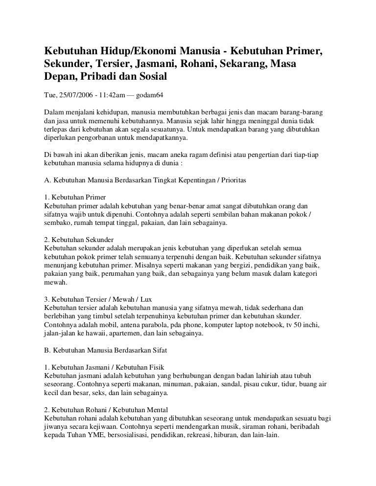 Kebutuhan Hidup