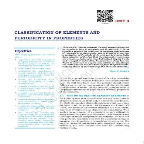 Grade 10 chemistry -Classification of elements and periodicity in properties