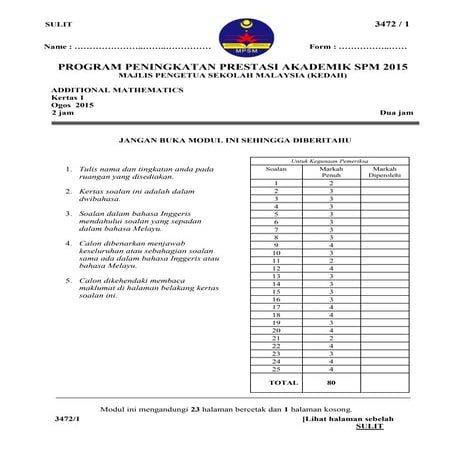 PECUBAAN SPM KEDAH 2016