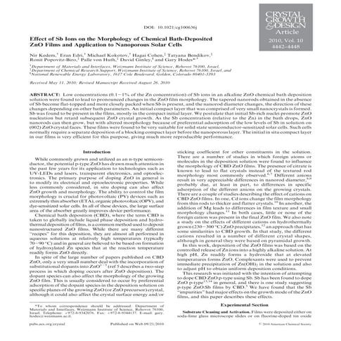 Preparation of zn o membrane by chemical bath deposition | PDF