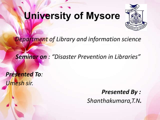 Disaster preservation in libraries