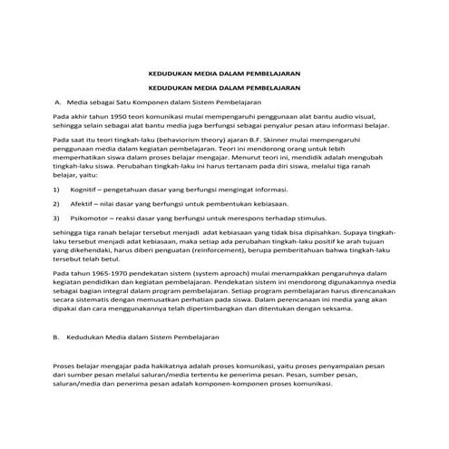 Makalah Kedudukan Media dalam Pembelajaran