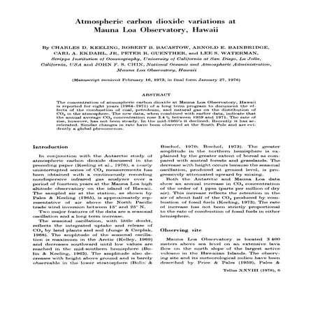 Atmospheric carbon dioxide variations at Mauna Loa Observatory, Hawaii