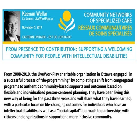 Presence To Contribution: A Welcoming Community For People With Intellectual ...