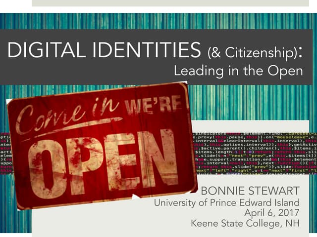 Digital identities & citizenship: Leading in the Open