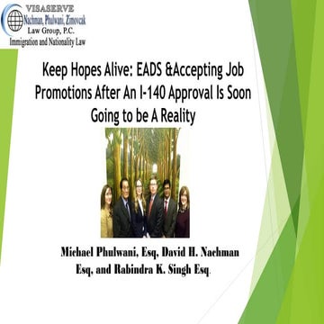 Keep Hopes Alive: EADS &Accepting Job Promotions After An I-140 Approval Is Soon Going to be A Reality