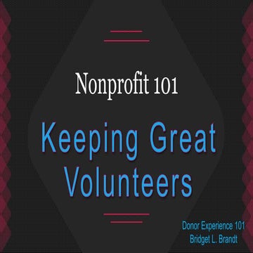 Keeping GREAT Volunteers