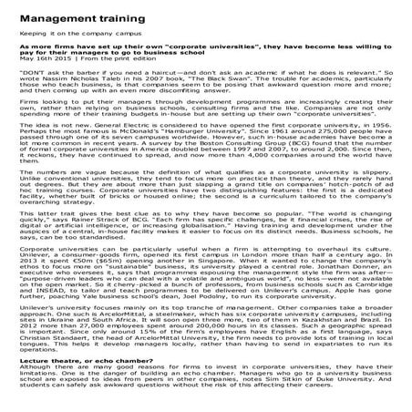 Keeping it on the company campus