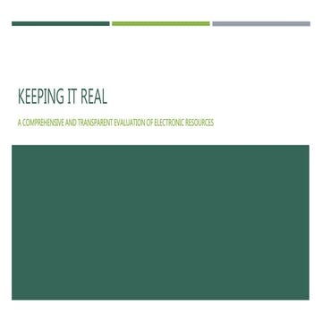 Keeping it real: A comprehensive and transparent evaluation of electronic res...