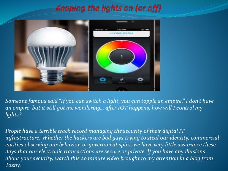 Keeping the lights on (or off)