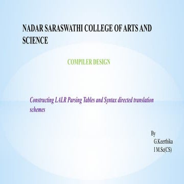 Constructing LALR parsing tables and syntax directed translation schemes