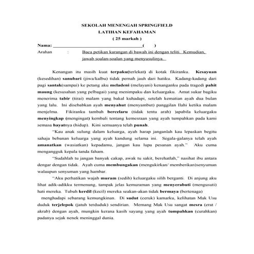 Kefahaman & Kosa Kata 2