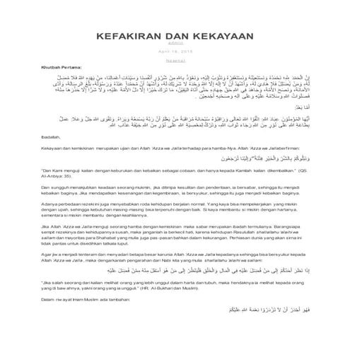Kefakiran dan kekayaan