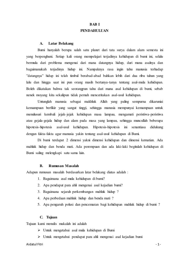 Kehidupan Awal Di Bumi