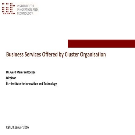 Cluster Management Services - From a Singular Approach Towards a Service Portfolio 