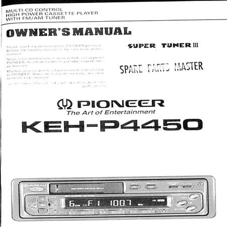 Owner's Manual - Tape Deck Pioneer KEH-P4450