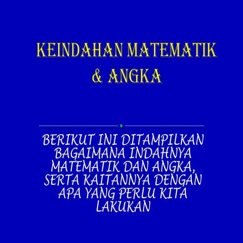 Keindahan matematik dan angka