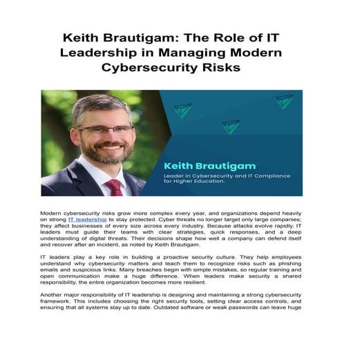 Keith Brautigam: The Role of IT Leadership in Managing Modern ...