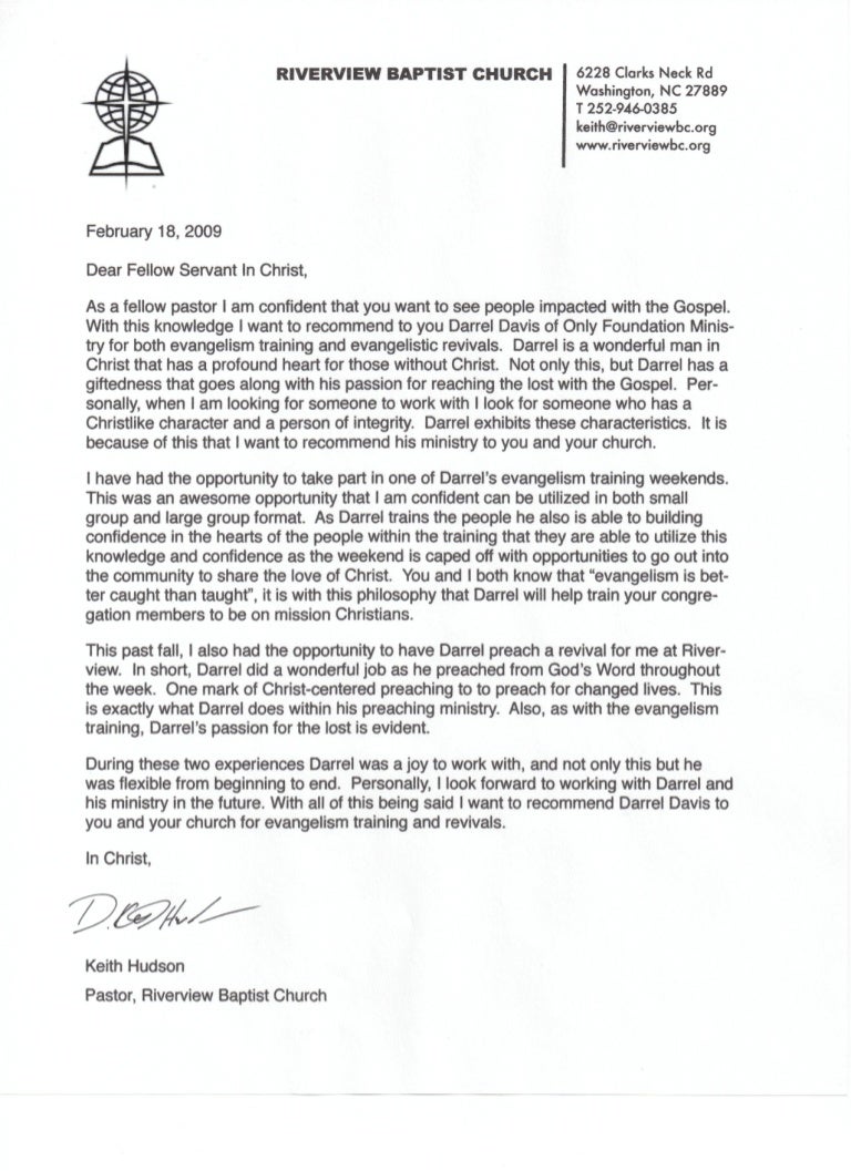 Keith Hudson Recommendation Letter