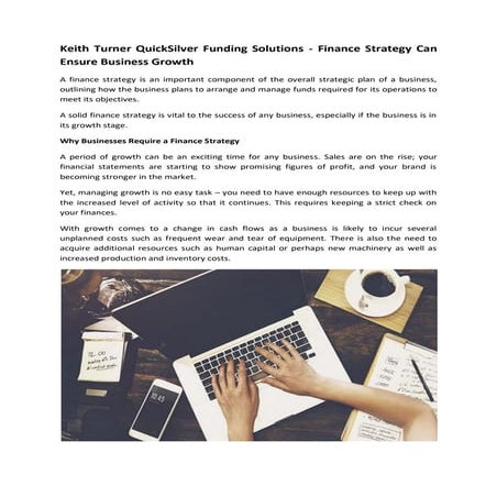 Keith turner quick silver funding solutions -  finance strategy can ensure bu...