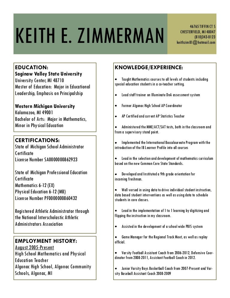 Keith Zimmerman Resume