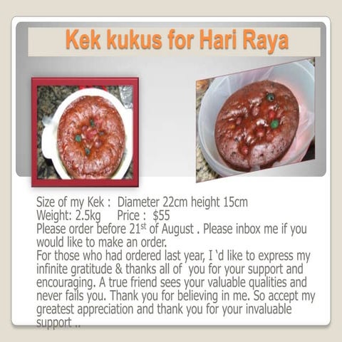 Kek Kukus For  Hari  Raya