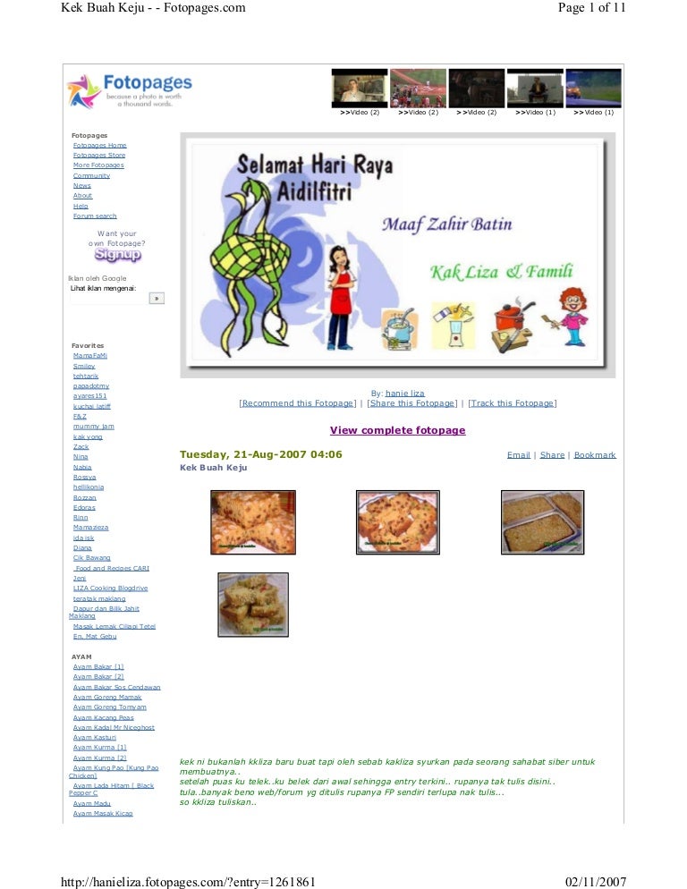 Resepi - Kek buah keju