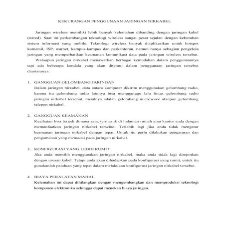 Kekurangan penggunaan jaringan nirkabel