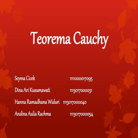 Teorema Nilai Rata-Rata Cauchy