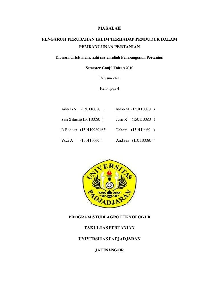 Makalah 56 Kel 4 Pengaruh Perubahan Iklim Terhadap Pembangunan Pertan