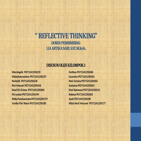 Kelas H Ppt Kelompok 1 Materi Reflective Thinking Pptx