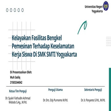 Kelayakan Fasilitas Bengkel Pemesinan Terhadap Keselamatan kerja siswa di smk...