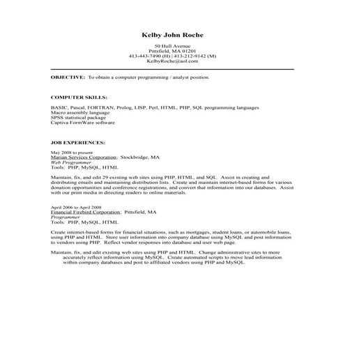 Kelby roche resume