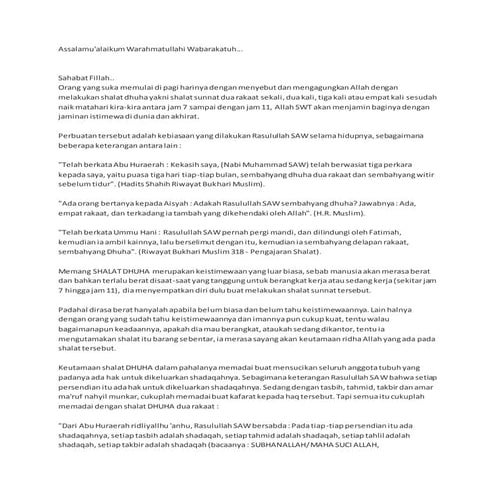 Kelebihan sunat dhuha